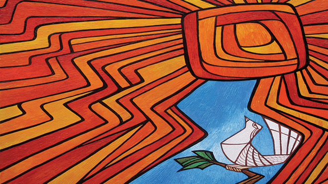 Tác phẩm “Tia hi vong”, acrylic của Christine Das