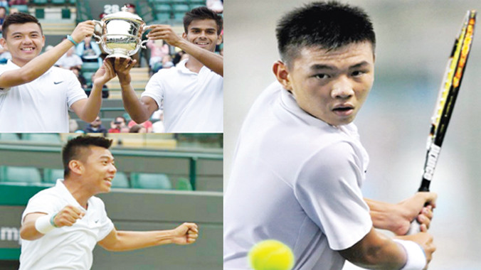 Những khoảnh khắc Lý Hoàng Nam tại giải trẻ Wimbledon 2015. Ảnh: Facebook Lý Hoàng Nam