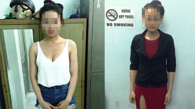 Một số người mẫu, chân dài kiêm môi giới trong đường dây của Lộc bị công an tạm giữ. Ảnh CA cung cấp