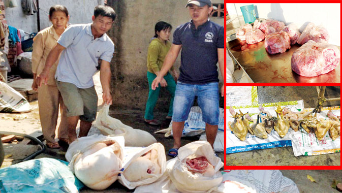 Tang vật thực phẩm thối bị cơ quan chức năng thu giữ. Ảnh: N.B