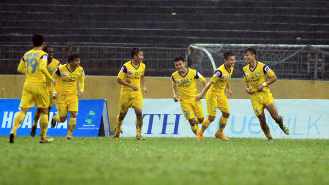 Các cầu thủ SLNA có được hưởng niềm vui ăn mừng chiến thắng khi tiếp HAGL cuối tuần này Ảnh: VSI