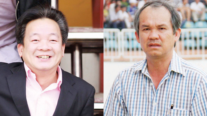 Bầu Hiển hay bầu Đức nở nụ cười sau trận đấu giữa Hà Nội T&T và HA.GL chiều nay? Ảnh: VSI