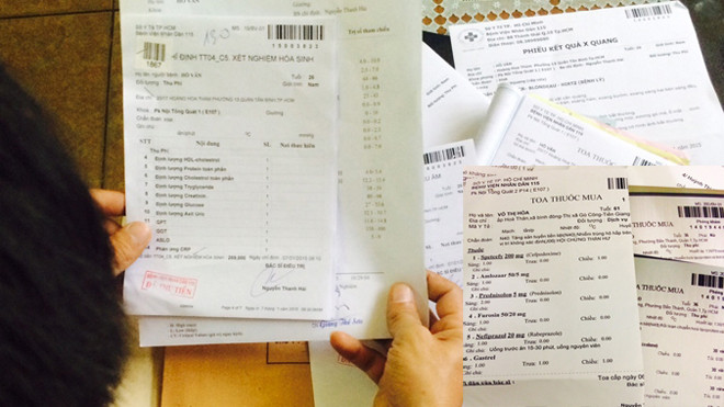 Một bệnh nhân kêu trời vì không có bệnh nhưng vẫn được bác sĩ kê toa 6 loại thuốc có giá gần 700 nghìn đồng. Ảnh: N.D