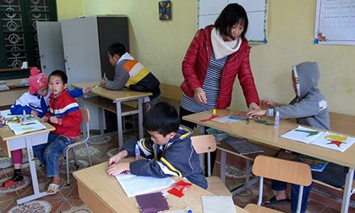 Cô Nông Thị Thảo Trang trên lớp học 