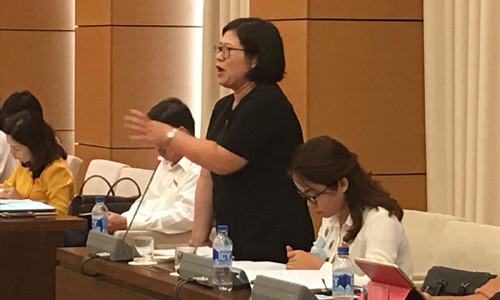 Đại biểu Văn Thị Bạch Tuyết, đoàn đại biểu TPHCM tại phiên giải trình. Ảnh: Nghiêm Huê