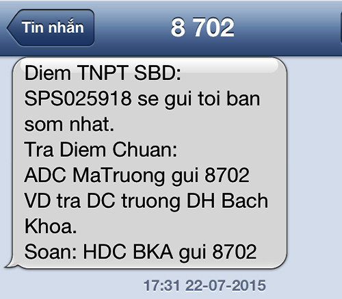 Không có kết quả nhưng thí sinh vẫn bị tổng đài trừ 15.000 đồng. Ảnh: Nguyễn Duy
