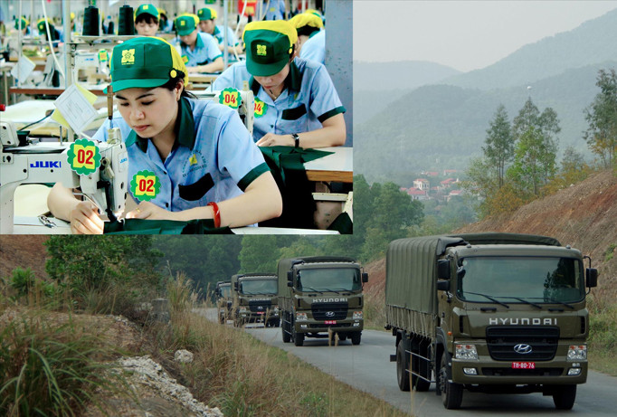 ĐVTN Công ty CP X20 tham gia Hội thi thợ giỏi ngành may (ảnh nhỏ) và chuyến hàng Thanh niên tự quản của tuổi trẻ Lữ đoàn 971, Cục Vận tải, TCHC. Ảnh: N.M.