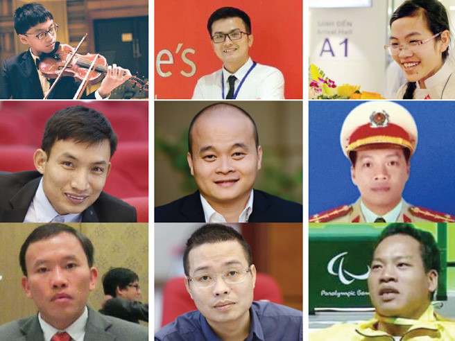 Từ trái sang (hàng trên): Trần Lê Quang Tiến, Trần Xuân Bách, Đinh Thị Hương Thảo; (hàng giữa) Tạ Đình Huy, Đào Xuân Hoàng, Hoàng Anh Tuấn; (hàng dưới) Giàng Seo Châu, Hoàng Anh Tuân, Lê Văn Công. Ảnh: PV.