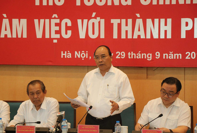 Thủ tướng Nguyễn Xuân Phúc phát biểu tại buổi làm việc.