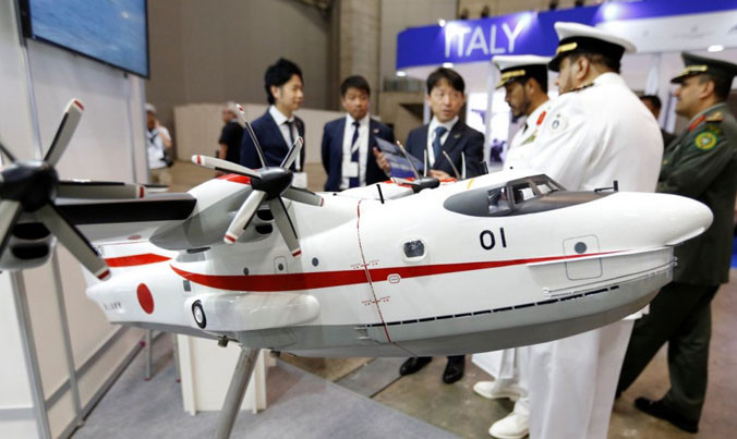 Mô hình máy bay tìm kiếm, cứu nạn US-2 do Cty Nhật Bản ShinMaywa Industries sản xuất. Ảnh: Getty Images.