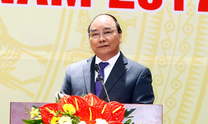 Thủ tướng Nguyễn Xuân Phúc phát biểu tại hội nghị. Ảnh: TTXVN.