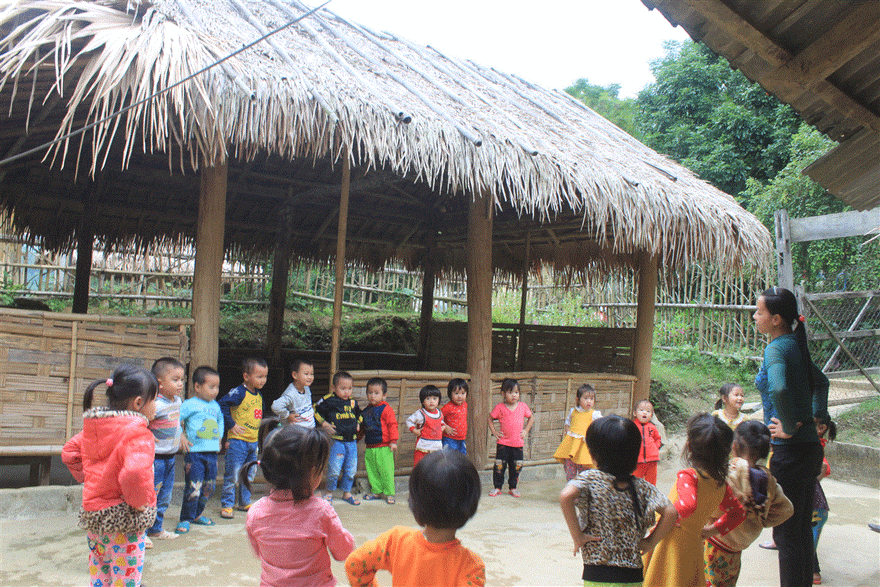 Một giờ học tại trường Mầm non huyện Quan Hóa (Thanh Hóa). Ảnh: Hoàng Lam.