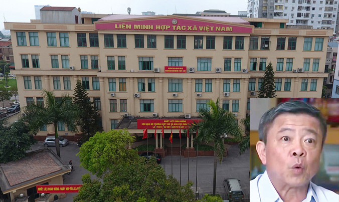 Ông Võ Kim Cự (ảnh nhỏ) và Trụ sở liên minh hợp tác xã Việt Nam. Ảnh: Mạnh Thắng.