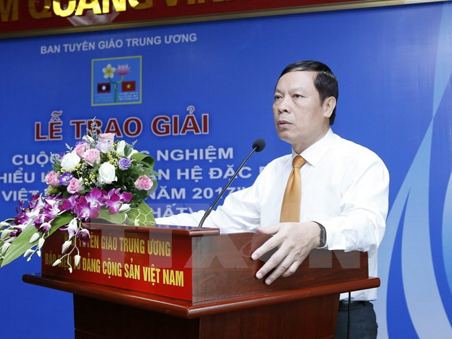 Ông Phạm Văn Linh, Phó Trưởng ban Tuyên giáo Trung ương, Trưởng ban chỉ đạo Cuộc thi phát biểu. (Ảnh: Văn Điệp/TTXVN)