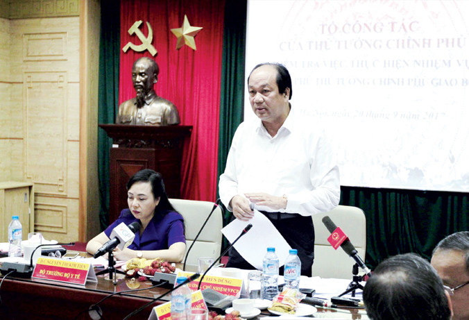 Bộ trưởng, Chủ nhiệm VPCP Mai Tiến Dũng phát biểu tại buổi làm việc. Ảnh: Trường Phong.