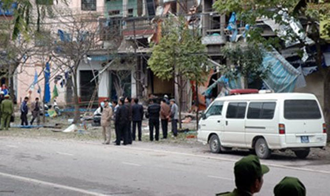 Hiện trường vụ nổ mìn.