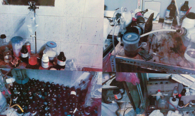 Dụng cụ chế tạo ma túy đá tổng hợp của một đối tượng trú tại quận Cầu Giấy (Hà Nội) bị cảnh sát phát hiện, thu giữ Ảnh: Cơ quan công an cung cấp.