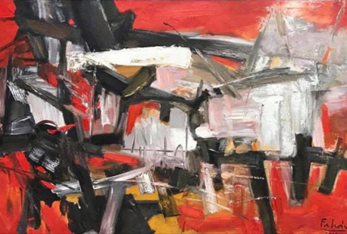 Bức “Dư âm phố cổ” của họa sĩ Phạm An Hải vẫn được treo trong nhà nhưng đã xuất hiện tranh làm giả. Ảnh: P.A.H.