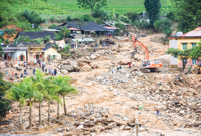 Toàn cảnh Tổ 8 Thị trấn Mù Cang Chải hứng chịu trận lũ quét.