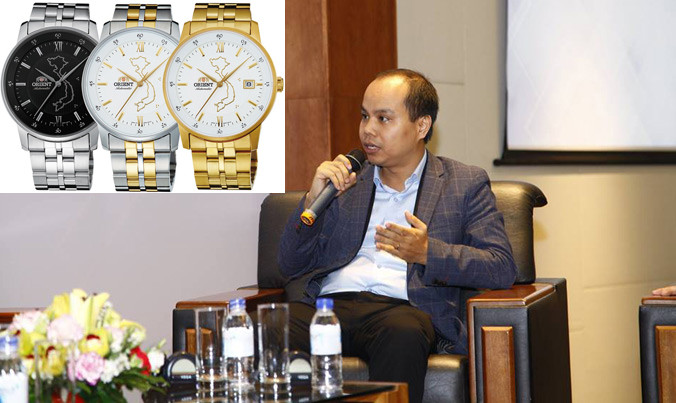 Anh Bùi Tuấn Minh và những chiếc đồng hồ Nhật Bản Orient có bản đồ Việt Nam với quần đảo Hoàng Sa, Trường Sa.