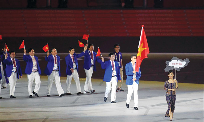Đoàn TTVN tại lễ khai mạc SEA Games 28 tại Singapore năm 2015. Ảnh: VSI.