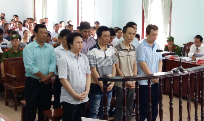 Các bị cáo tại phiên tòa. Ảnh: Kim Hà.