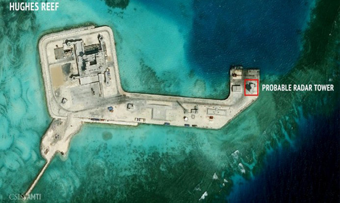 Trung Quốc xây dựng trái phép trên đá Tư Nghĩa thuộc quần đảo Trường Sa. Ảnh: AMTI.