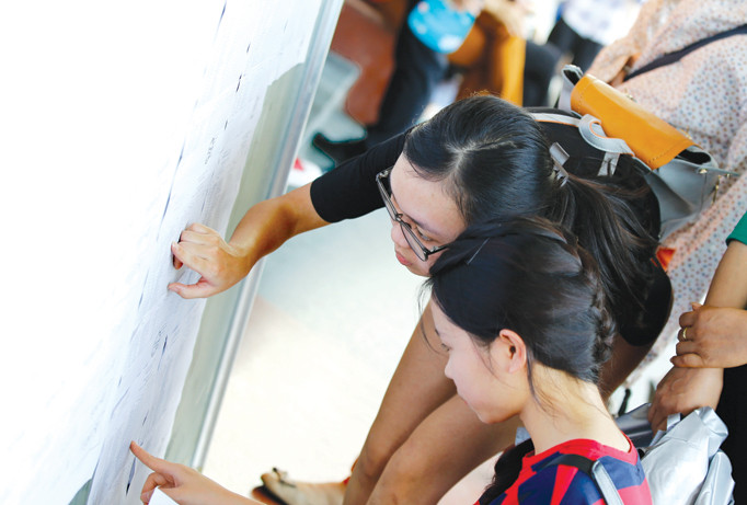 Thí sinh dự thi THPT Quốc gia 2017 tại điểm thi trường đh Công nghiệp Hà Nội . Ảnh: Ngọc Châu.