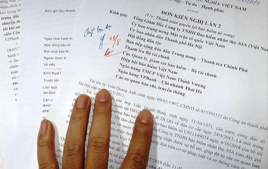 Đơn khiếu nại của anh Trần Quang Anh