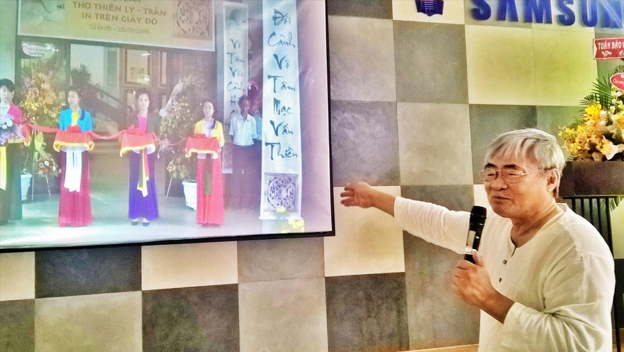 Nhà thơ Nguyễn Duy trong buổi ra mắt sách Thơ thiền Lê - Nguyễn 