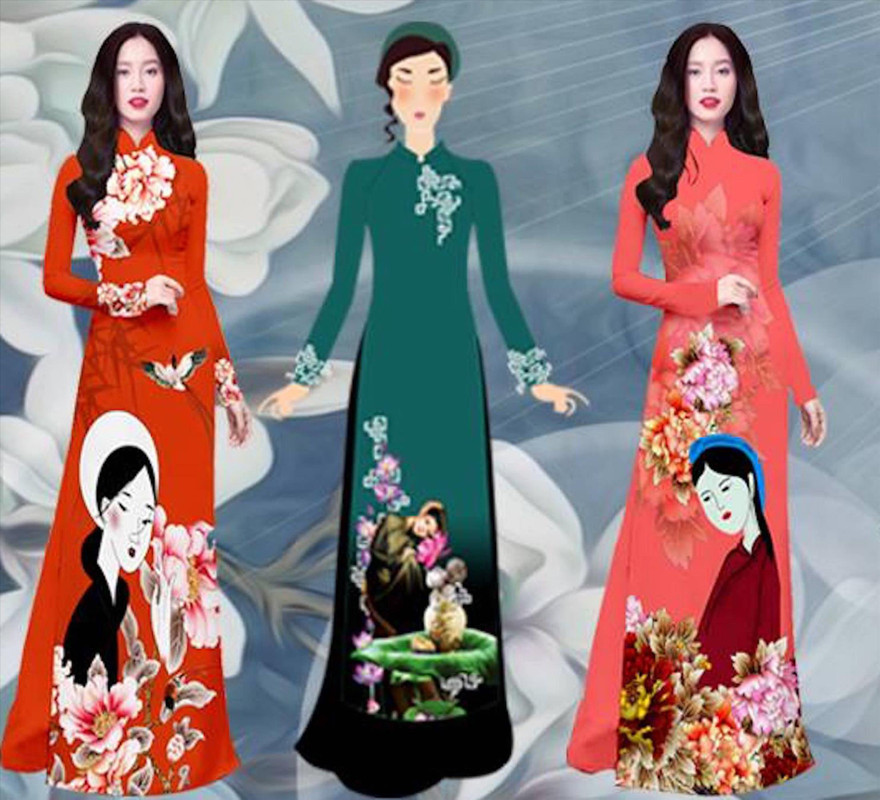 Mẫu quảng cáo áo dài vi phạm tác quyền của công ty In vải H.G.L. vẫn hiện diện trên trang web công ty dù các hoạ sỹ đã cảnh báo