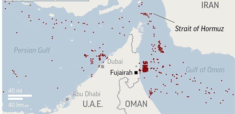 Bản đồ khu vực eo biển Hormuz. Ảnh: AP