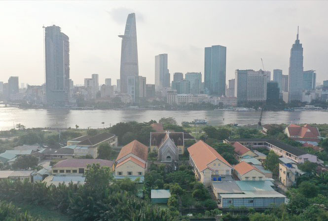 Khu đô thị mới Thủ Thiêm hướng về trung tâm quận 1, TPHCM. Ảnh: PV 