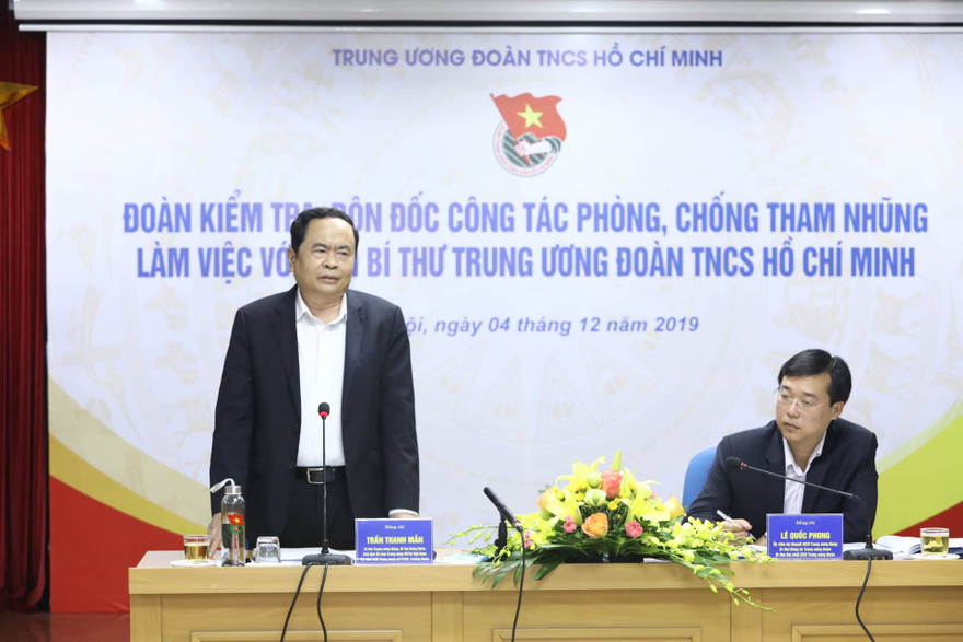 Chủ tịch Ủy ban T.Ư MTTQ Việt Nam Trần Thanh Mẫn cho rằng T.Ư Ðoàn cần chú trọng các giải pháp phòng ngừa, tố giác tham nhũng. Ảnh: AN KHOA ​ 