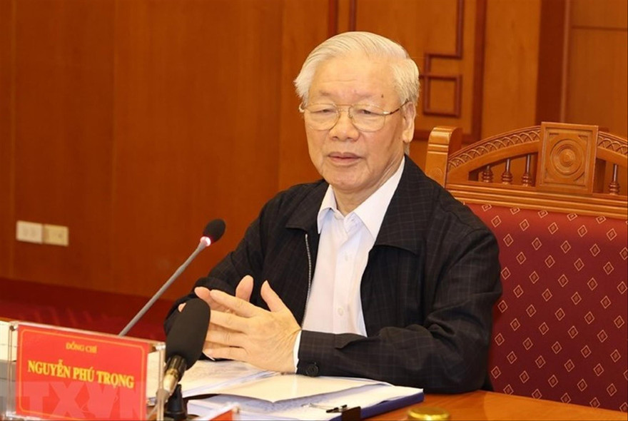 Tổng Bí thư, Chủ tịch nước Nguyễn Phú Trọng chủ trì họp Thường trực Ban Chỉ đạo T.Ư về phòng, chống tham nhũng, ngày 18/3. Ảnh: TTXVN 
