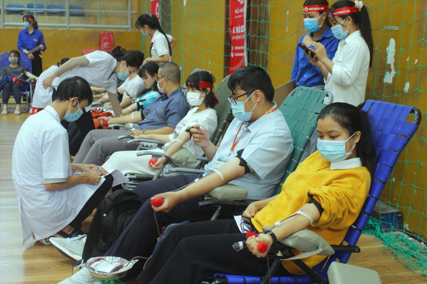 Sinh viên, tình nguyện viên hiến máu tại Chủ nhật Đỏ