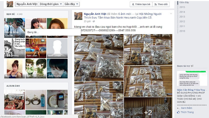 Niêm yết hàng trên mạng.