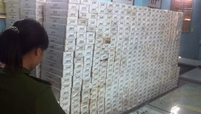 Thuốc lá lậu bị bắt giữ.