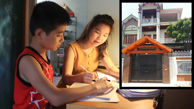 Nhà cao cửa rộng (ảnh nhỏ) không thể lấp đầy khoảng trống của những đứa trẻ thiếu hơi ấm bố, mẹ. Ảnh: PV