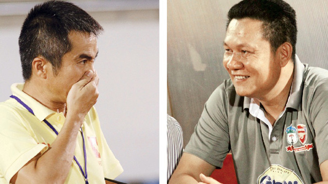 HLV Nguyễn Quốc Tuấn (phải) và HLV Phạm Minh Đức. Ảnh: VSI