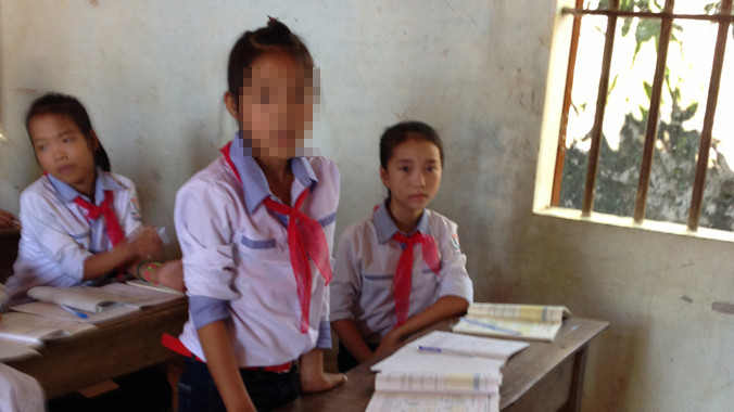 Em P.T.T tại lớp học. Ảnh: Văn Bình