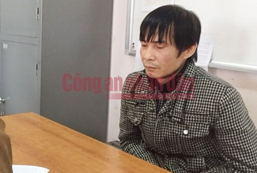 Nguyễn Quang Vinh tại cơ quan điều tra. Ảnh: Công an Nhân dân