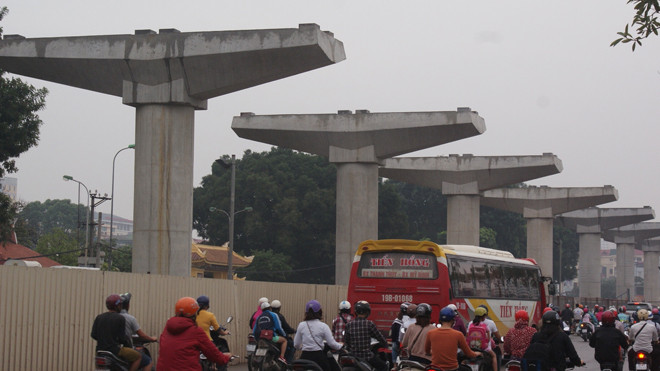 Dự án đường sắt trên cao đoạn Nhổn - ga Hà Nội. Ảnh: N.M