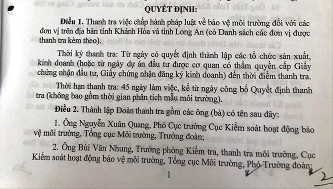 Theo Quyết định, ông Cục phó Nguyễn Xuân Quang là Trưởng đoàn thanh tra.