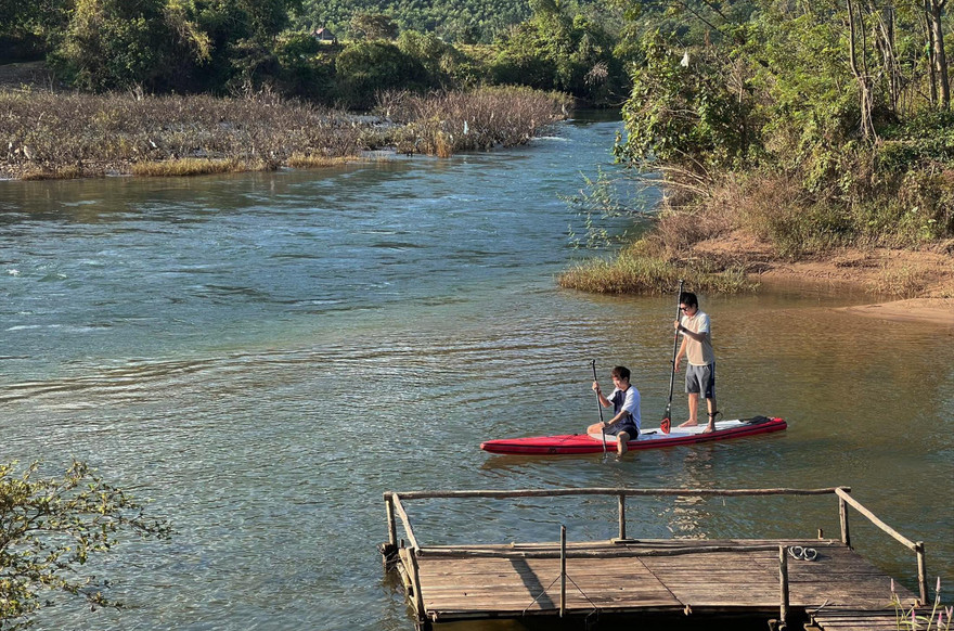 Không gian hoang sơ, trong lành của vùng rừng núi Hòa Bắc được nhiều người yêu thích. Ảnh: Quang Việt