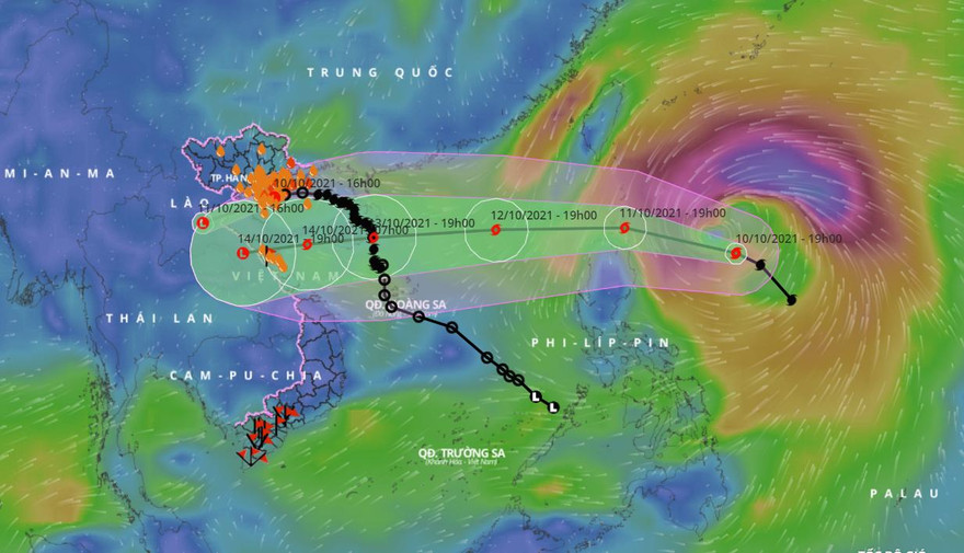 Đường đi của bão số 8 dự kiến đổ bộ vào nước ta ngày 13-14/10