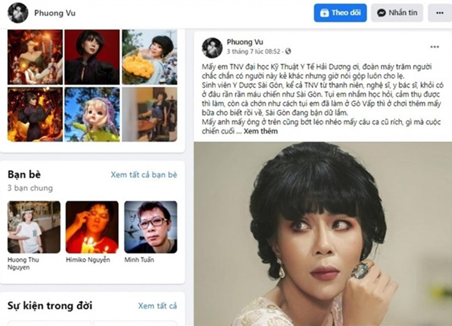 Bài viết có nội dung gây bức xúc trên trang cá nhân của nữ MC V.H.P 