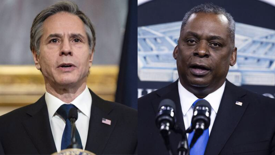 Ngoại trưởng Mỹ Antony Blinken (trái) và Bộ trưởng Quốc phòng Lloyd Austin. Ảnh: Yonhap