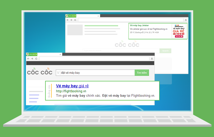 Các hình thức quảng cáo trên trình duyệt và công cụ tìm kiếm Cốc Cốc
