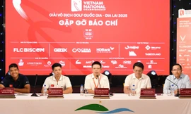 BTC Giải Vô địch Golf Quốc gia - Gia Lai 2025 trao đổi với báo chí. Ảnh: Trọng Tài